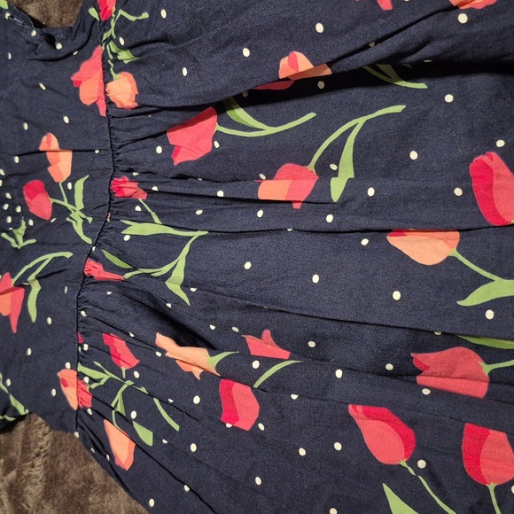 Gymboree Outlet girls size 2T navy with pink tulip design dress VGUC - Picture 5 of 6